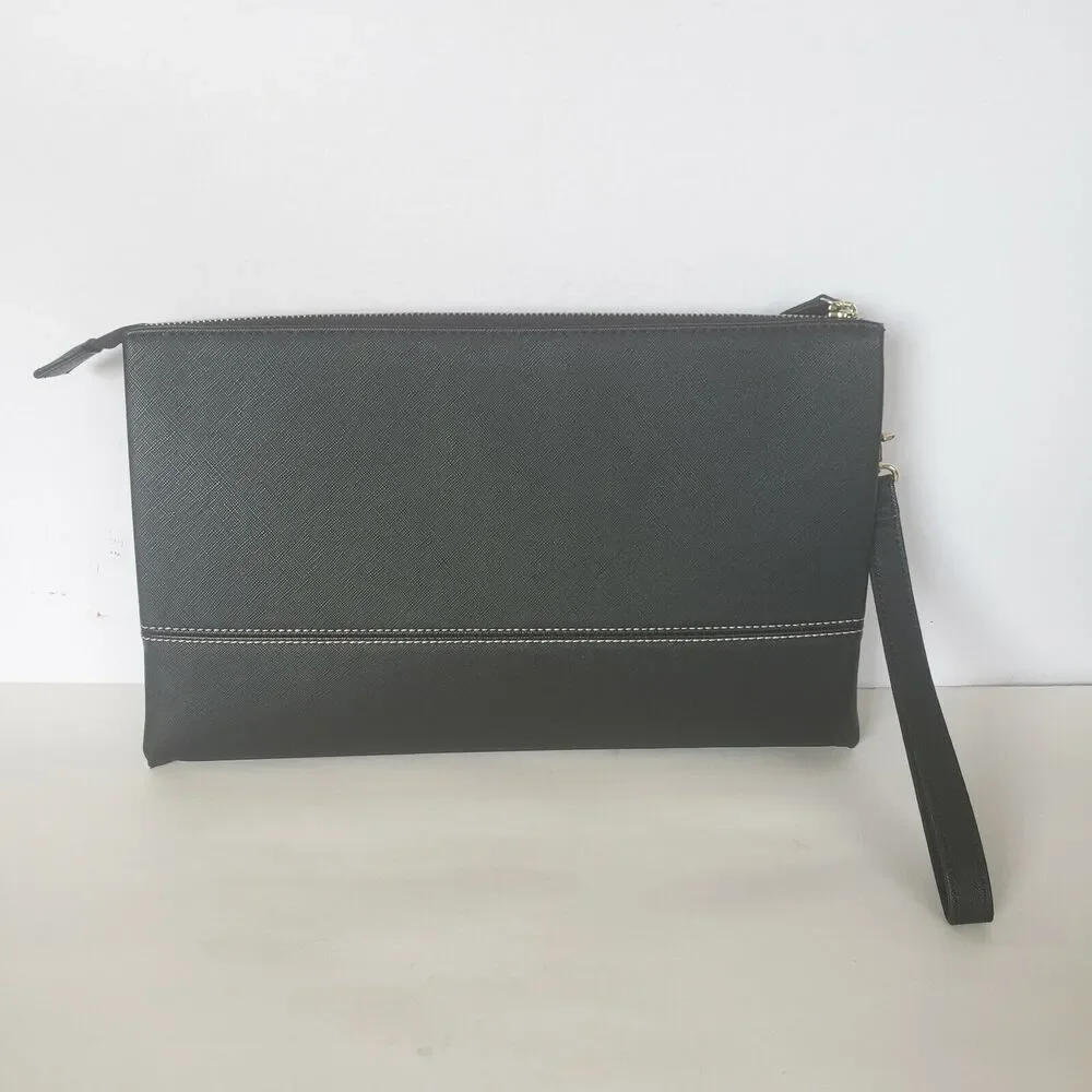 U.S.‎ Polo Assn Wristlet Clutch Unisex Pony Black Flat Large 12x8 Rectangle Bag